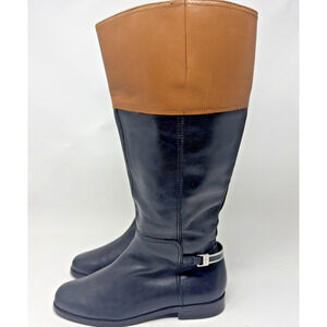 Ralph Lauren RLL Berna Womens Tall Leather Boots Sz 8B Riding Black Brown